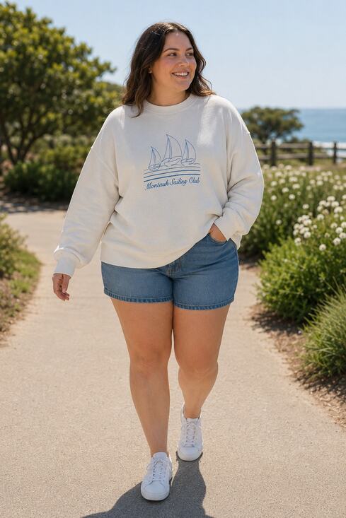 wild fable Tops - Wild Fable Montauk Sailing Club Embroidered Sweatshirt Women's Size XXL White